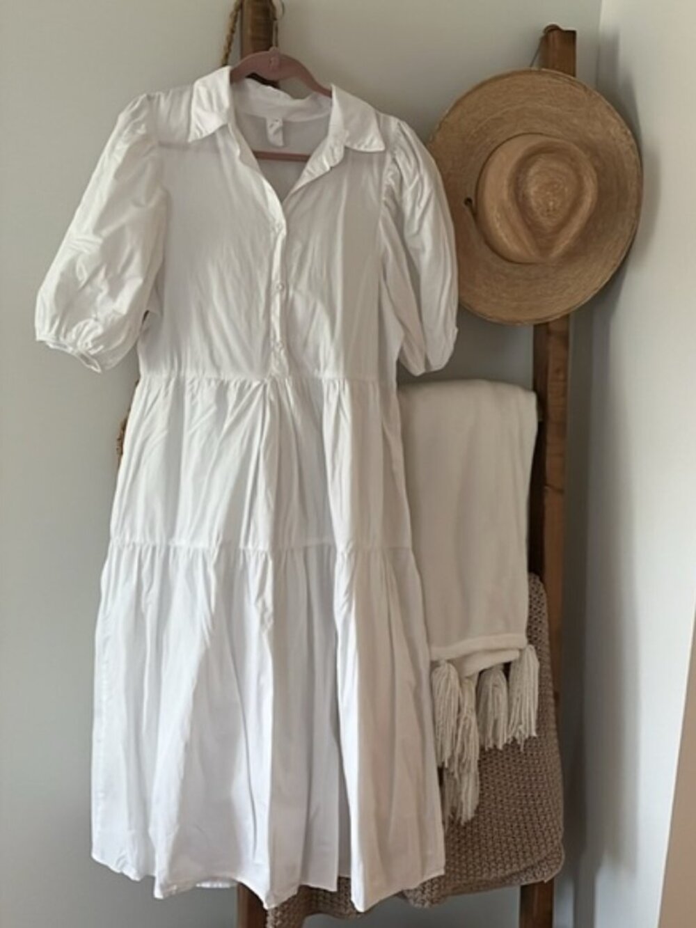 Anthropologie Amadi Cordelia Tiered Midi Shirt Dress | Size Large